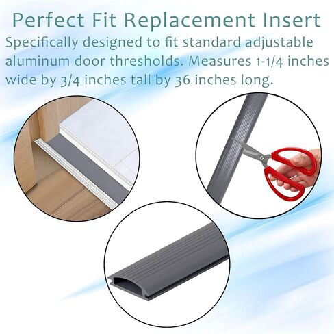  13524 Gray Vinyl Door Threshold Replacement Insert, 1-1/4 in. x 3/4 in. x 36 in. Replacement for Adjustable Aluminum Door Seals in Saudi Arabia