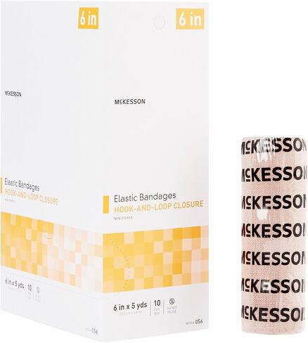 McKesson Elastic Bandage with Hook and Loop Closure, Latex-Free Compression Bandage, 6 in x 5 yd, 10 Count, 1 Pack in Kuwait