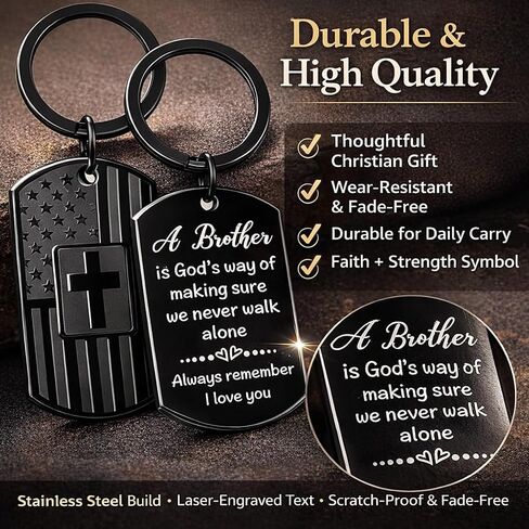 Brother Birthday Gift Set from Sister for Brother Adult Men Funny + Inspirational 5-Piece Gift Bracelet, Socks, Leather Journal, Plaque & Keychain Birthday/Christmas/Just Because in Saudi Arabia
