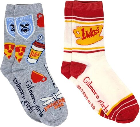 Hyp The Gilmore Girls Television Show Luke's Diner Logos Juniors/Womens 2 Pack Crew Socks in Kuwait