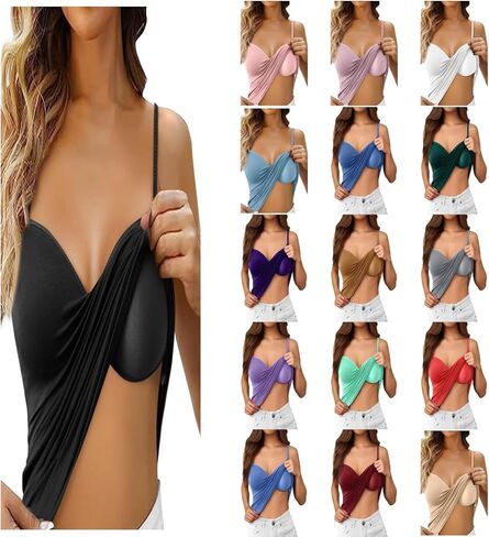 Tank Tops with Built in Bras Pack Racerback Workout Lounge Camisole Summer Basic Padded Cami Tube Casual Tops in Kuwait