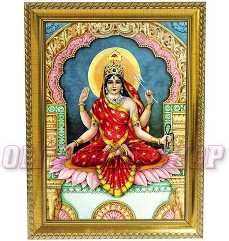 Bhuvaneshwari MATA Photo in Wooden Frame for Das Mahavidya Worship (Golden) in Saudi Arabia
