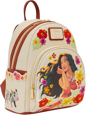 Loungefly Disney: Moana - Pua & Heihei - حركة حية زهرية - حقيبة ظهر صغيرة بمقصورات كبيرة - رائعة للأطفال والكبار - حقائب قابلة للجمع in Kuwait