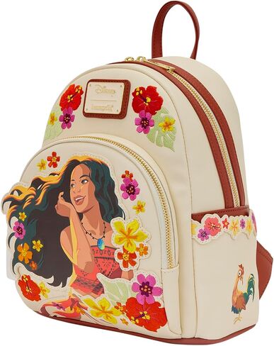 Loungefly Disney: Moana - Pua & Heihei - حركة حية زهرية - حقيبة ظهر صغيرة بمقصورات كبيرة - رائعة للأطفال والكبار - حقائب قابلة للجمع in Kuwait