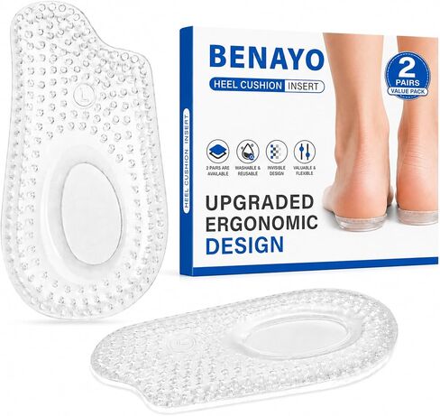 2 Pairs Heel Cushion Inserts for Women & Men, Heel Cups for Heel Pain Relief, Soft Gel Heel Pads for Shoes, Shock Absorbing Heel Support, Reusable Shoe Inserts for Comfort, Pressure Reduction in Saudi Arabia