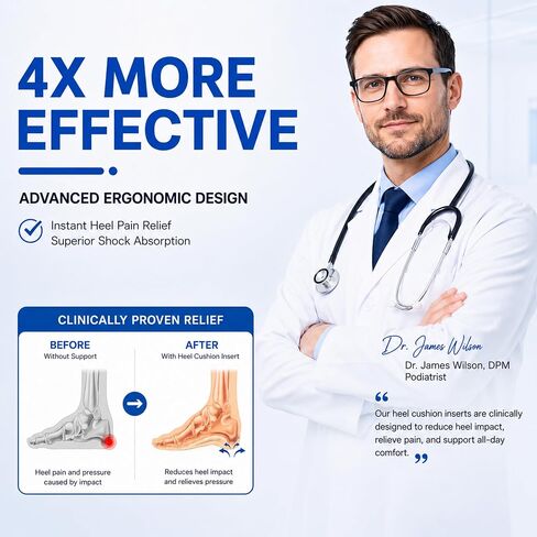 2 Pairs Heel Cushion Inserts for Women & Men, Heel Cups for Heel Pain Relief, Soft Gel Heel Pads for Shoes, Shock Absorbing Heel Support, Reusable Shoe Inserts for Comfort, Pressure Reduction in Saudi Arabia