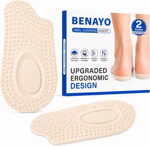 2 Pairs Heel Cushion Inserts for Women & Men, Heel Cups for Heel Pain Relief, Soft Gel Heel Pads for Shoes, Shock Absorbing Heel Support, Reusable Shoe Inserts for Comfort, Pressure Reduction in Saudi Arabia