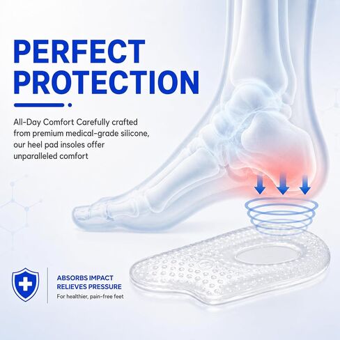 2 Pairs Heel Cushion Inserts for Women & Men, Heel Cups for Heel Pain Relief, Soft Gel Heel Pads for Shoes, Shock Absorbing Heel Support, Reusable Shoe Inserts for Comfort, Pressure Reduction in Saudi Arabia