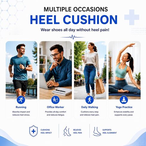 2 Pairs Heel Cushion Inserts for Women & Men, Heel Cups for Heel Pain Relief, Soft Gel Heel Pads for Shoes, Shock Absorbing Heel Support, Reusable Shoe Inserts for Comfort, Pressure Reduction in Saudi Arabia