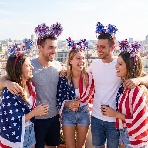 JATEBI 9 PCS Patriotic Head Boppers Headband, 4th of July Party Favors, Hair Red White Blue Accessories Headwear for Independence Day Memorial Day in Kuwait