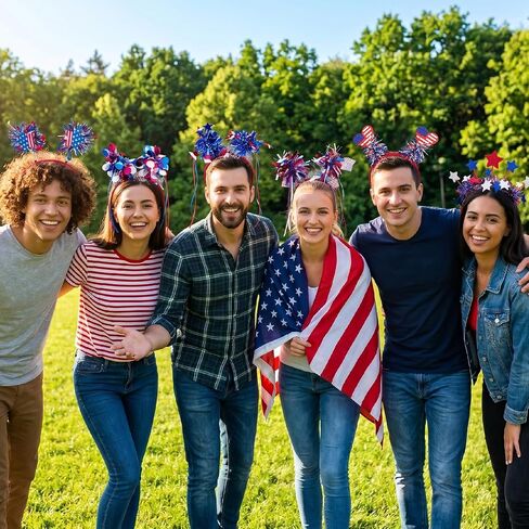 JATEBI 9 PCS Patriotic Head Boppers Headband, 4th of July Party Favors, Hair Red White Blue Accessories Headwear for Independence Day Memorial Day in Kuwait