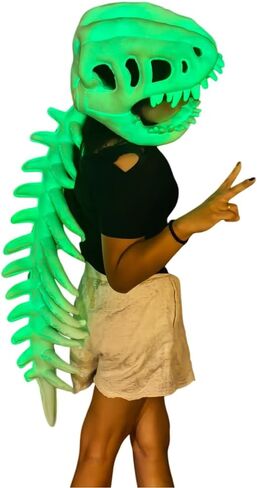 ZBH1985 Glow in The Dark Dinosaur Skeleton Hat for Adults 3D Luminous Plush Hats with Dinosaur Voice in Saudi Arabia