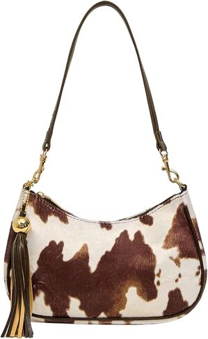 RoseSeek Women's Faux Fur Cow Print Shoulder Bag with Tassel Pendant Retro Y2k Handbags Underarm Bags in Saudi Arabia