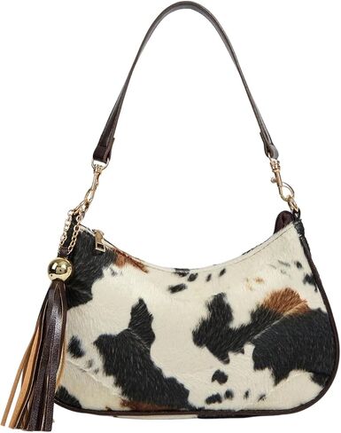 RoseSeek Women's Faux Fur Cow Print Shoulder Bag with Tassel Pendant Retro Y2k Handbags Underarm Bags in Saudi Arabia