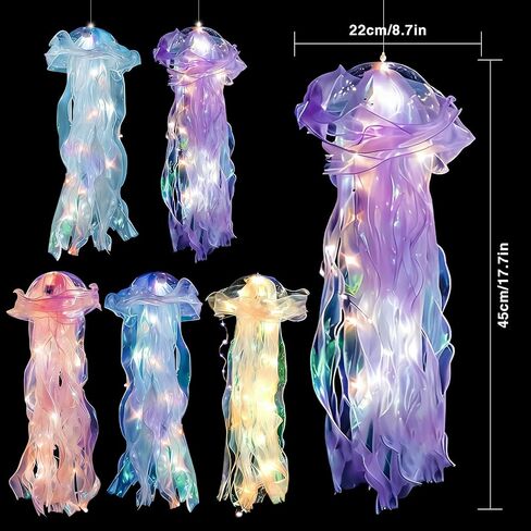 5 Pcs Jellyfish Decor Jellyfish Lanterns Lamp Hanging Jelly Fish Decoration for Mermaid Theme Party Under The Sea Party Birthday Under Sea Mermaid Wedding Decor(Blue, Purple, Pink, White, Green) in Saudi Arabia
