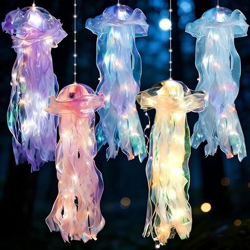 5 Pcs Jellyfish Decor Jellyfish Lanterns Lamp Hanging Jelly Fish Decoration for Mermaid Theme Party Under The Sea Party Birthday Under Sea Mermaid Wedding Decor(Blue, Purple, Pink, White, Green) in Saudi Arabia