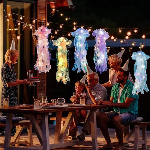 5 Pcs Jellyfish Decor Jellyfish Lanterns Lamp Hanging Jelly Fish Decoration for Mermaid Theme Party Under The Sea Party Birthday Under Sea Mermaid Wedding Decor(Blue, Purple, Pink, White, Green) in Saudi Arabia