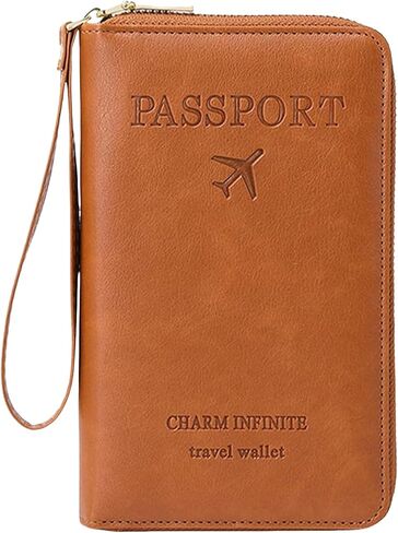Multi-functional Rfid Passport Wallet with Anti-Theft Protection, Travel Wallet for Men & Women, Secure Id Card Organizer, Travel Essentials, Slim Leather Cover for Credit Cards and Cash (Brown) in Saudi Arabia