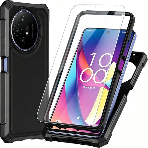 for TCL 60 XE NxtPaper 5G Case with Screen Protector,TCL 60 XE Phone Case Full Body Protection Front PC Back Soft Silicone Bumper,Heavy Duty Protection Shockproof Corner for TCL 50 XL Black in Saudi Arabia
