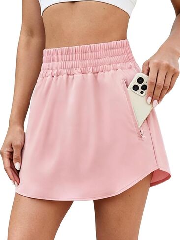 Halife Athletic Skorts for Women with Pockets High Waist Curved Hem Workout Golf Tennis Skirts with Shorts in Kuwait