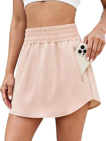 Halife Athletic Skorts for Women with Pockets High Waist Curved Hem Workout Golf Tennis Skirts with Shorts in Kuwait