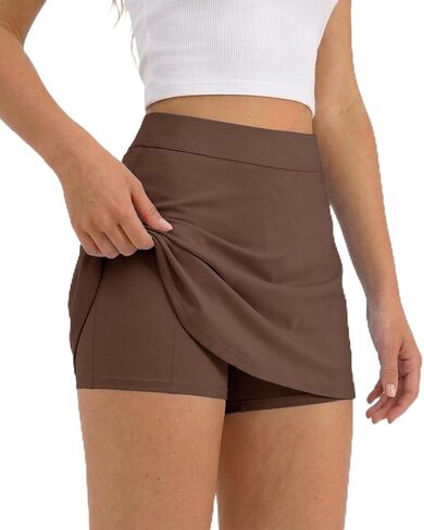 Skorts for Women with Pockets High Waisted Athletic Tennis Mini Skirt with Shorts Underneath Golf Pickleball Workout in Saudi Arabia