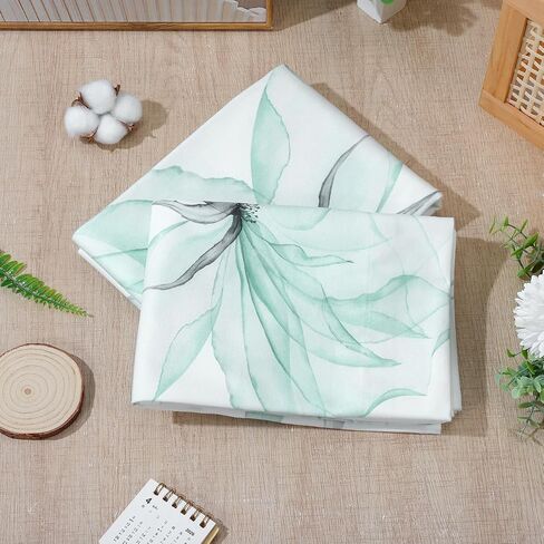 PRETYZOOM 3 Pieces Watercolor Floral Curtains with Valance Sets for Windows, Light Spring Tiers Set for Over Sink Decor, 36"x26", Teal in Kuwait