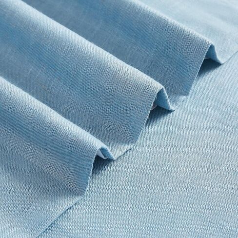Memory Trained Pinch Pleated Curtains Blue 84 Inch Length Flax Linen Full Blackout Curtains for Living Room, 2 Layers Thermal Insulated Drapes for Bedroom with Back Tab 2 Panels 40"W x 84"L in Saudi Arabia