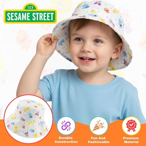 Sesame Street Toddler Bucket Hat – Kids Sun Hat with Elmo, Big Bird & Friends – Cotton Blend Summer Hat for Boys & Girls Ages 2-6 in Saudi Arabia