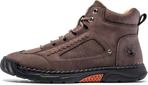 FLYLAND Men's Handmade Faux Leather Chukka Boots, Mid Top Lace-Up Casual Sneaker Boots, Non-Slip Rubber Outsole for Walking & Driving in Saudi Arabia