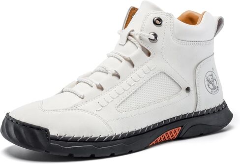 FLYLAND Men's Handmade Faux Leather Chukka Boots, Mid Top Lace-Up Casual Sneaker Boots, Non-Slip Rubber Outsole for Walking & Driving in Saudi Arabia