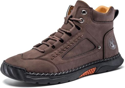 FLYLAND Men's Handmade Faux Leather Chukka Boots, Mid Top Lace-Up Casual Sneaker Boots, Non-Slip Rubber Outsole for Walking & Driving in Saudi Arabia