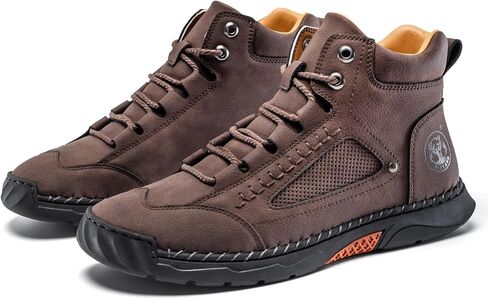 FLYLAND Men's Handmade Faux Leather Chukka Boots, Mid Top Lace-Up Casual Sneaker Boots, Non-Slip Rubber Outsole for Walking & Driving in Saudi Arabia