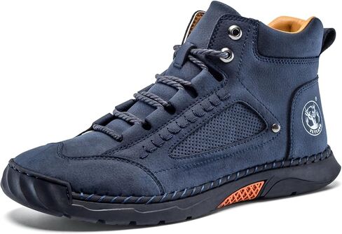 FLYLAND Men's Handmade Faux Leather Chukka Boots, Mid Top Lace-Up Casual Sneaker Boots, Non-Slip Rubber Outsole for Walking & Driving in Saudi Arabia