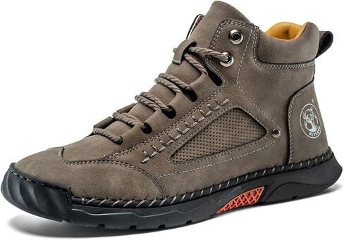 FLYLAND Men's Handmade Faux Leather Chukka Boots, Mid Top Lace-Up Casual Sneaker Boots, Non-Slip Rubber Outsole for Walking & Driving in Saudi Arabia