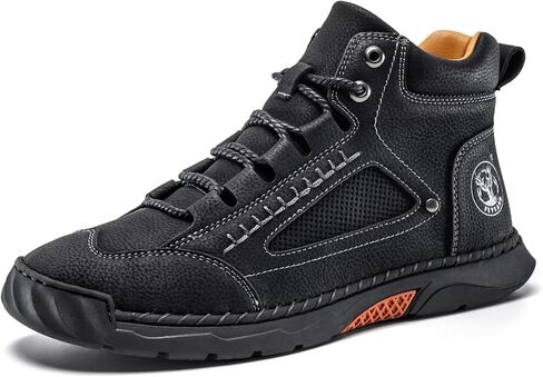 FLYLAND Men's Handmade Faux Leather Chukka Boots, Mid Top Lace-Up Casual Sneaker Boots, Non-Slip Rubber Outsole for Walking & Driving in Saudi Arabia