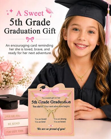 Eryuor You Did It! So Proud of Her, Cute Bow Necklace 5th 8th Grade Kindergarten Graduation Gifts for Girls in Saudi Arabia