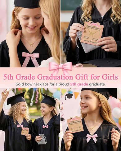 Eryuor You Did It! So Proud of Her, Cute Bow Necklace 5th 8th Grade Kindergarten Graduation Gifts for Girls in Saudi Arabia