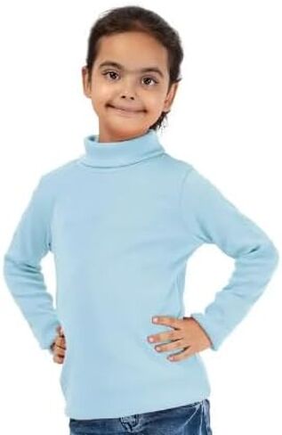 Kaynee, Long Sleeve Turtleneck Shirt, Light Blue, Youth, Large in Saudi Arabia