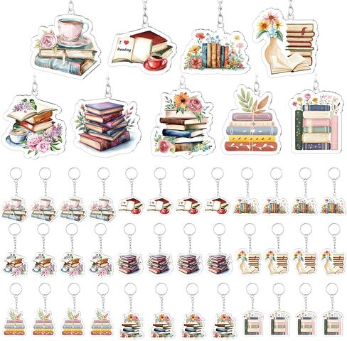 Namalu 36 Pcs Bookish Keychain Charms Acrylic Book Lover Keychain Gifts Bulk Book Club Gift for Women Teacher in Kuwait