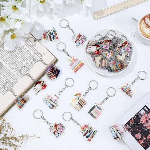 Namalu 36 Pcs Bookish Keychain Charms Acrylic Book Lover Keychain Gifts Bulk Book Club Gift for Women Teacher in Kuwait