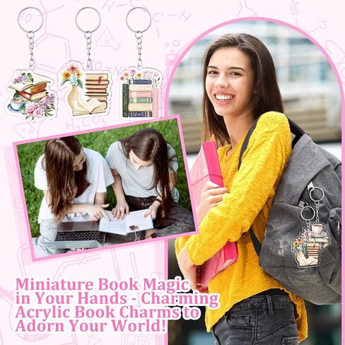 Namalu 36 Pcs Bookish Keychain Charms Acrylic Book Lover Keychain Gifts Bulk Book Club Gift for Women Teacher in Kuwait