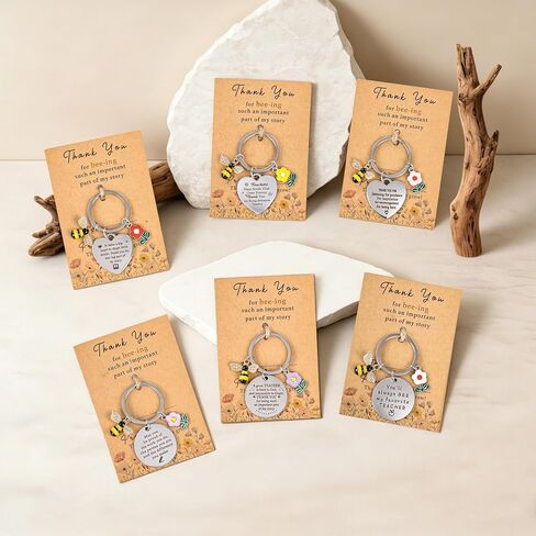 CRASHOT 6 Pcs Teacher Appreciation Keychain Gifts, Thank You For Helping Me Grow Gift, Flower Bee Charms for Preschool Kindergarten Daycare Music Dance Coach in Kuwait