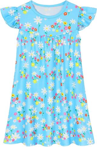 WonderBabe Girls Nightgowns Flutter Short Sleeves Sleepwear Kids Pajamas Princess Nightgown Soft Night Dress for Toddler Girl in Saudi Arabia