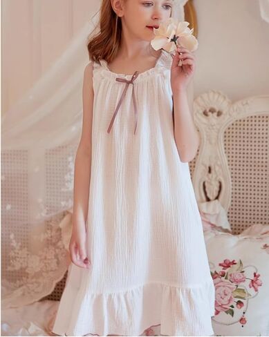 Toddler Little Girls Nightgown Sleeveless Soft Cotton Pajama Dress Gown in Saudi Arabia