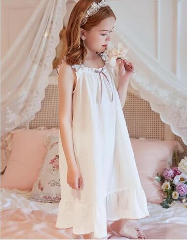 Toddler Little Girls Nightgown Sleeveless Soft Cotton Pajama Dress Gown in Saudi Arabia