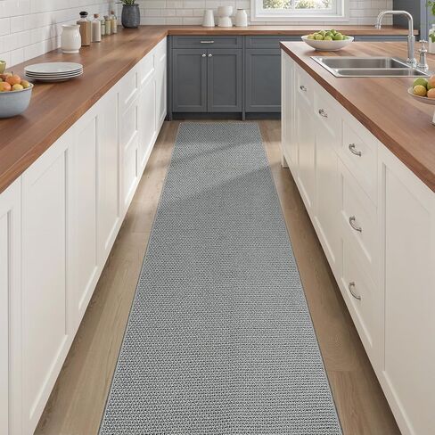 2x6 Runner Rug for Hallways Non Slip, Entryway Rugs with Rubber Backing, Washable Kitchen Carpet Runner Woven Rug, Indoor Mat for Bathroom, Beige Rugs for Bedroom in Saudi Arabia
