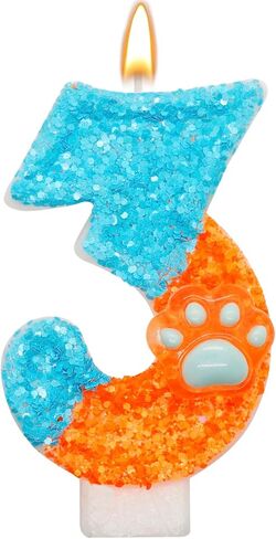 Pink Number 3 Birthday Candle with Paw Print Design, Cat and Dog Theme Cake Topper for Party Decorations for Pet Party Decor Anniversary Celebrations Supplies (Pink, Number 3) in Saudi Arabia