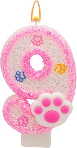 Pink Number 3 Birthday Candle with Paw Print Design, Cat and Dog Theme Cake Topper for Party Decorations for Pet Party Decor Anniversary Celebrations Supplies (Pink, Number 3) in Saudi Arabia