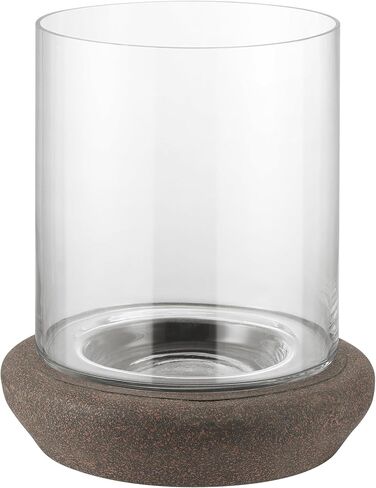 11" Versatile Glass Hurricane Candle Holders for Pillars and Plants with Metal Base in Rustic Brown, Clear Glass Vases, Glass Candlestick Holder, Rustic Farmhouse Decor (Brown, 11") in Saudi Arabia